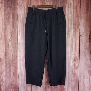 Athleta Womens Size 1X Black 100% Linen Retreat Linen High Rise Wide Leg Pants